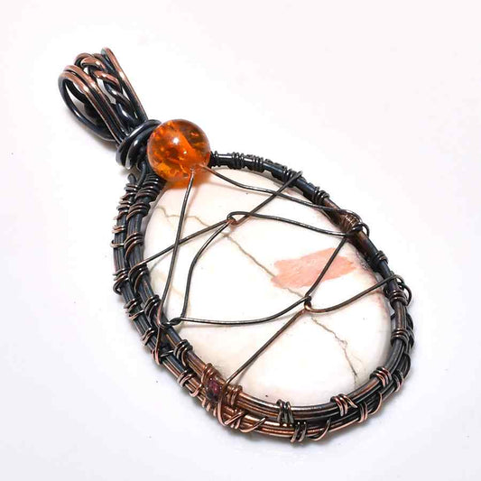 Ember’s Harmony – Marbled Stone Copper Pendant