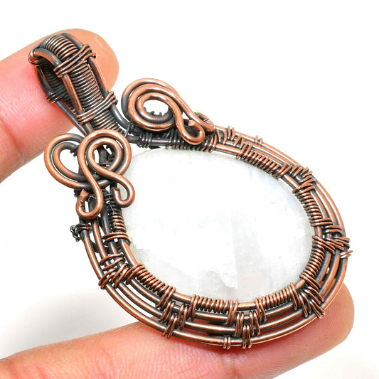 Ezra’s Veil – Clear Quartz & Oxidized Copper Pendant