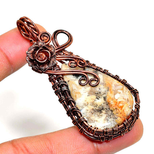 Gaia’s Rose – Copper & Natural Stone Pendant