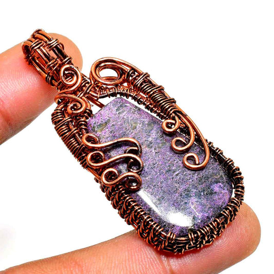 Ezra’s Veil – Amethyst & Oxidized Copper Pendant