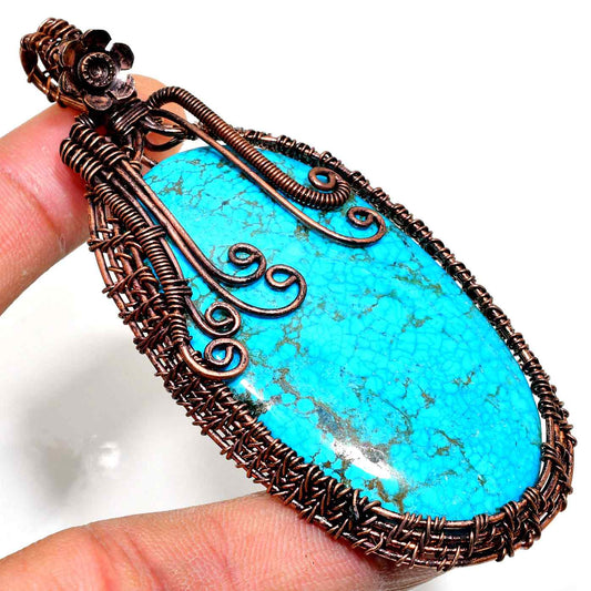 Turquoise Whisper – Copper Wire Pendant
