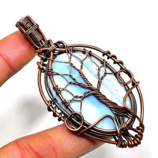 Celestial Harmony – Larimar & Aged Copper Pendant