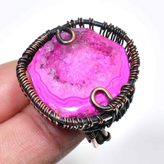 Blush Harmony – Pink Agate Copper Ring