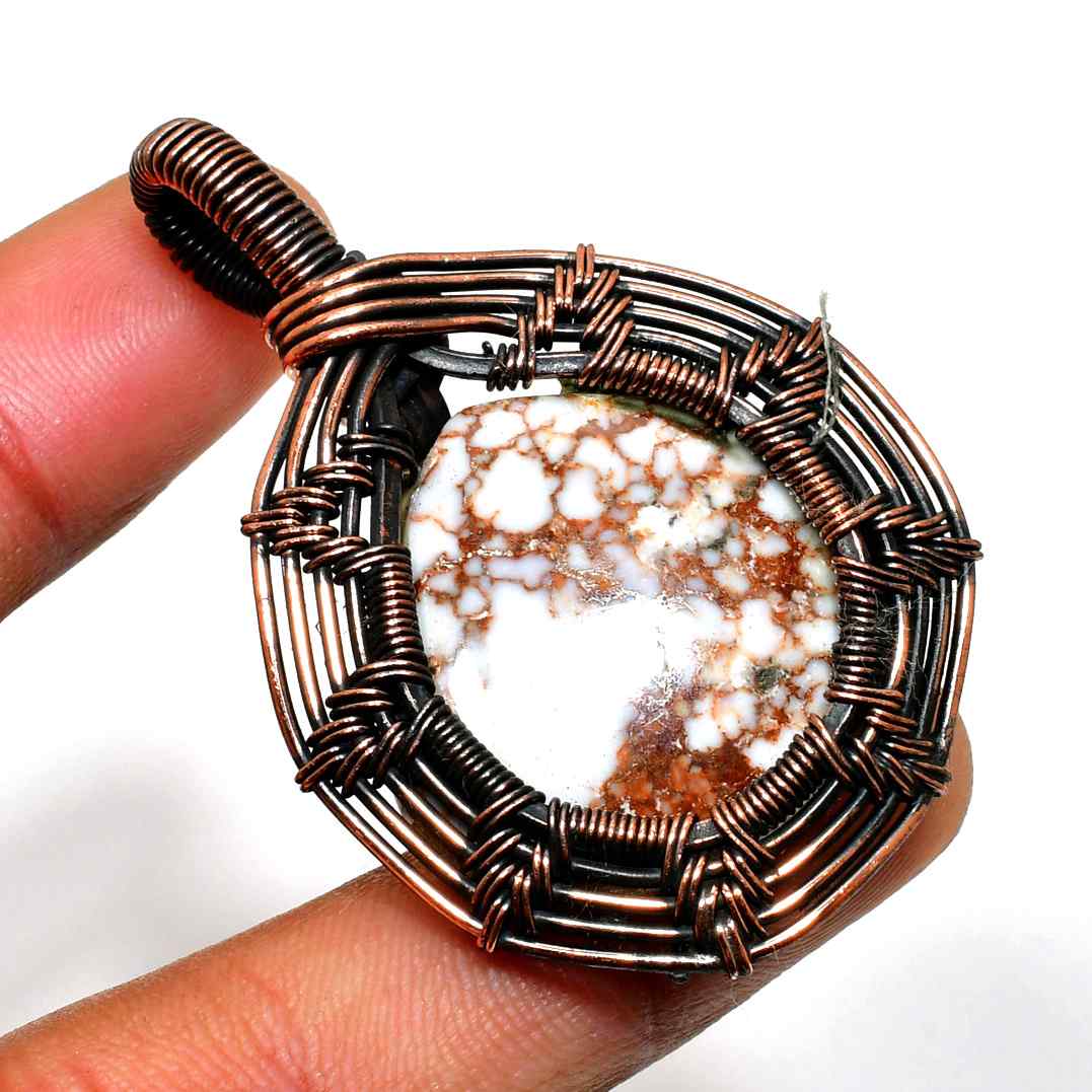 Earth’s Embrace – Copper-Wrapped Stone Pendant