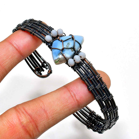 Serenity’s Embrace – Blue Lace Agate Copper Bracelet