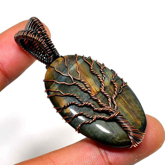 Valor’s Roar – Tiger’s Eye Copper Pendant