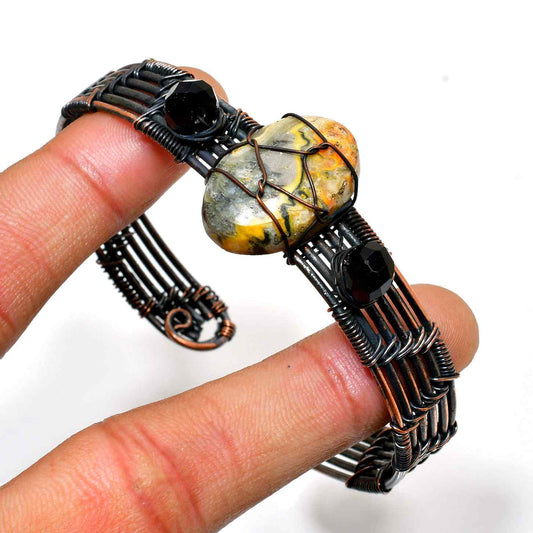 Gaia’s Embrace – Jasper & Onyx Copper Cuff