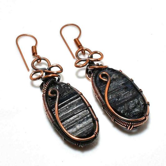 Grounded Guardian – Black Tourmaline Copper Earrings