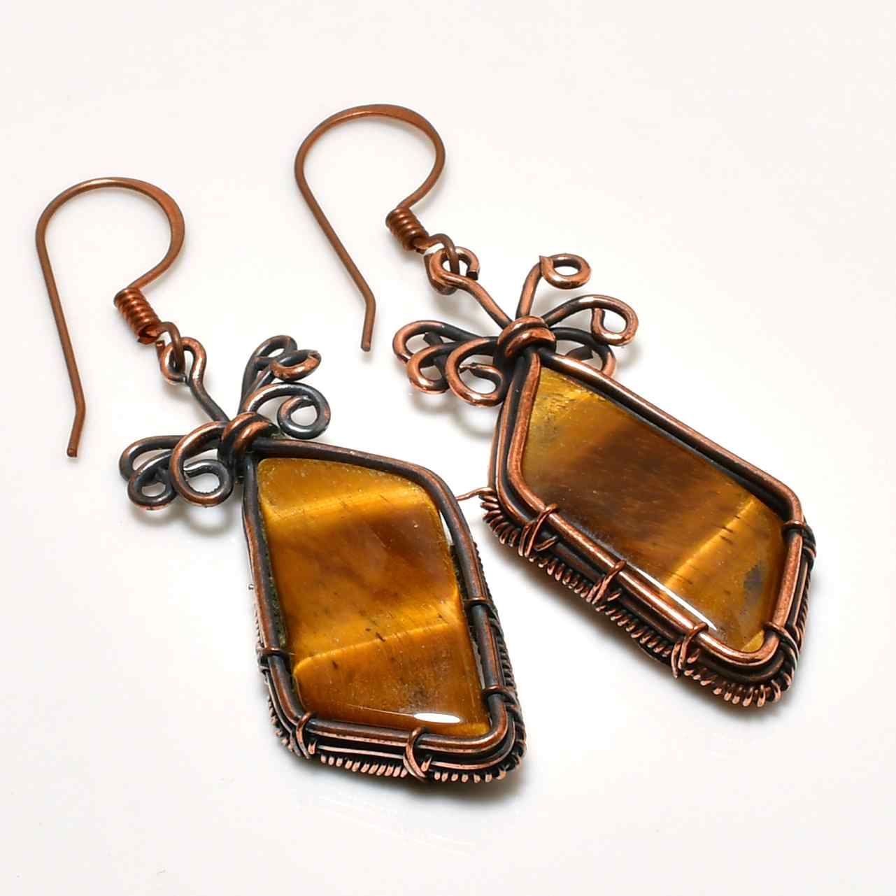 Fierce Radiance – Tiger’s Eye Copper Earrings