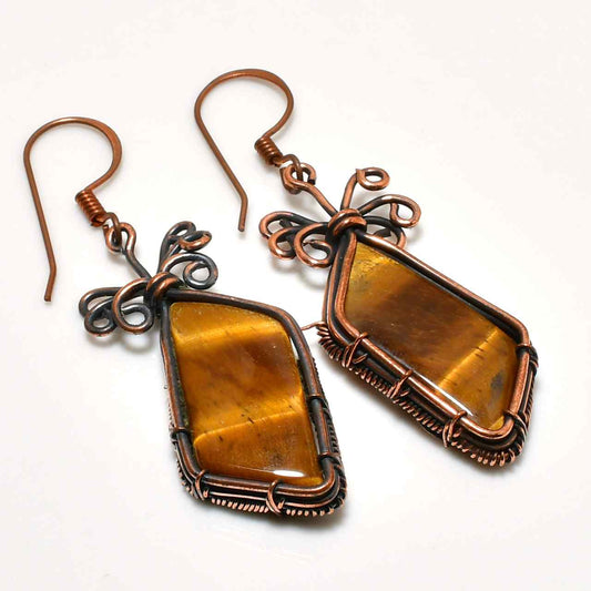 Fierce Radiance – Tiger’s Eye Copper Earrings