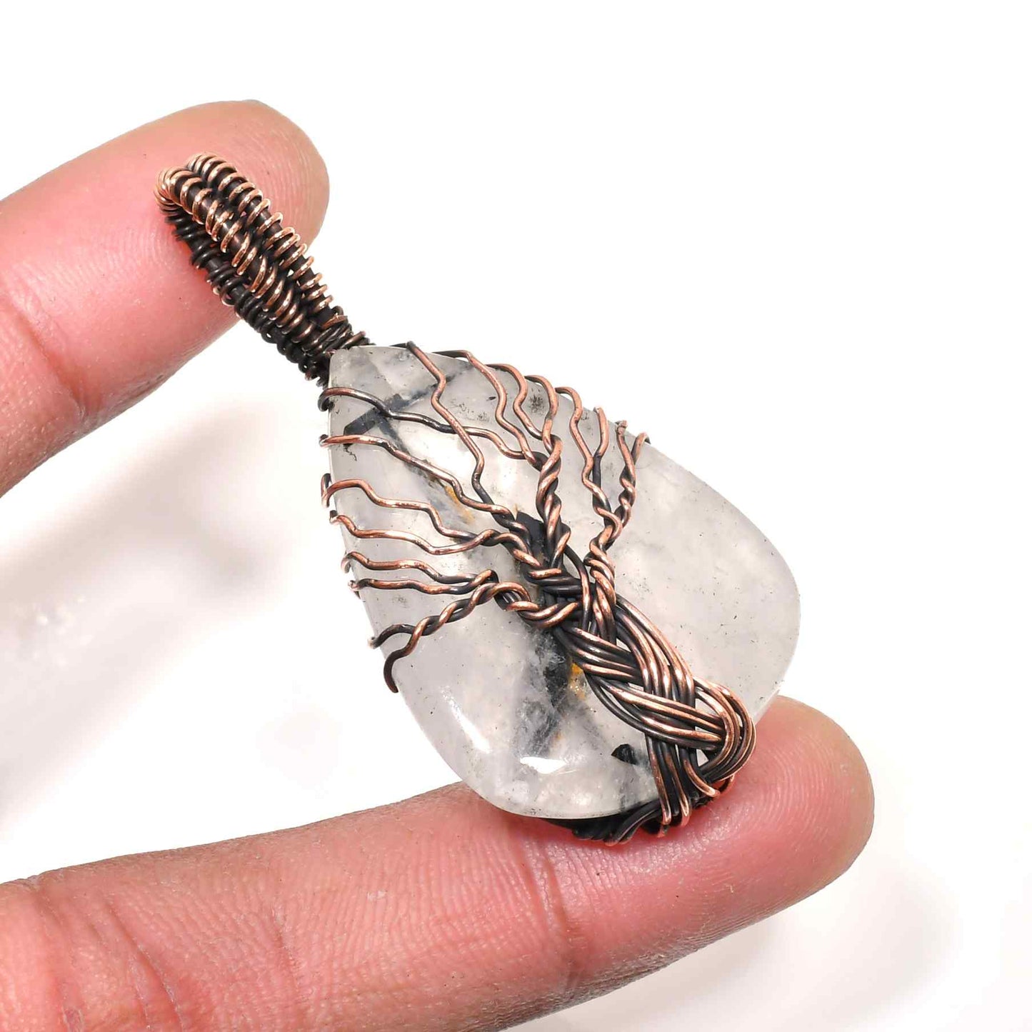 Celestial Clarity – Clear Quartz Copper Pendant