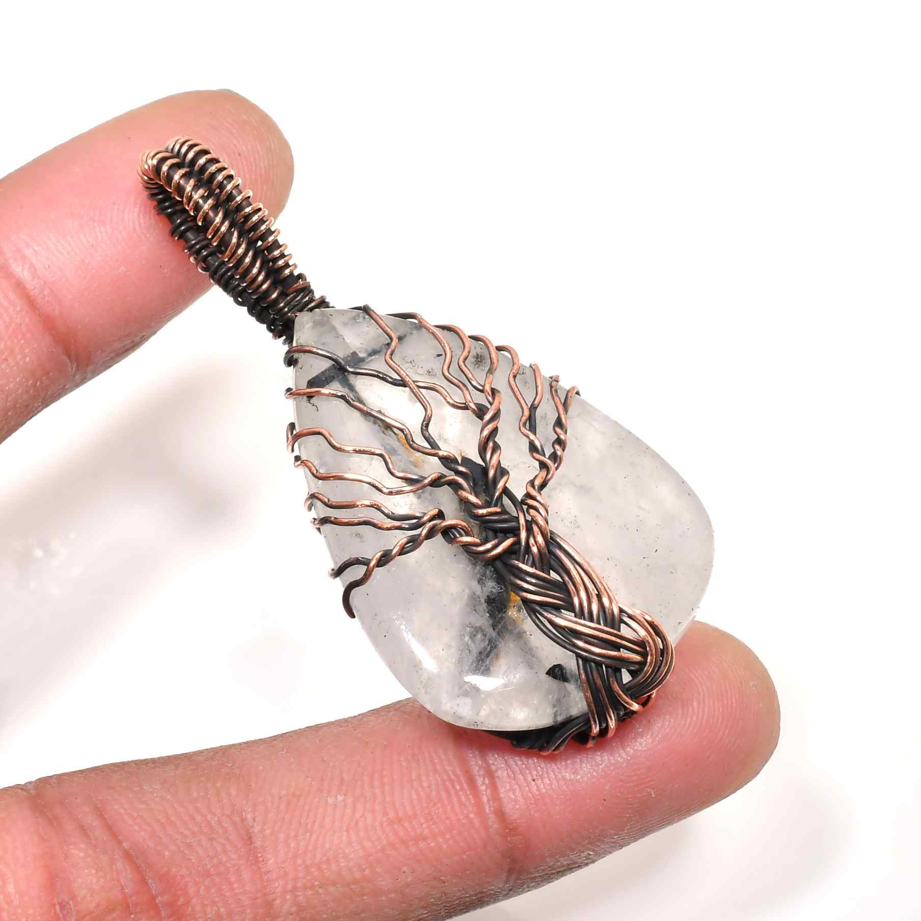 Celestial Clarity – Clear Quartz Copper Pendant