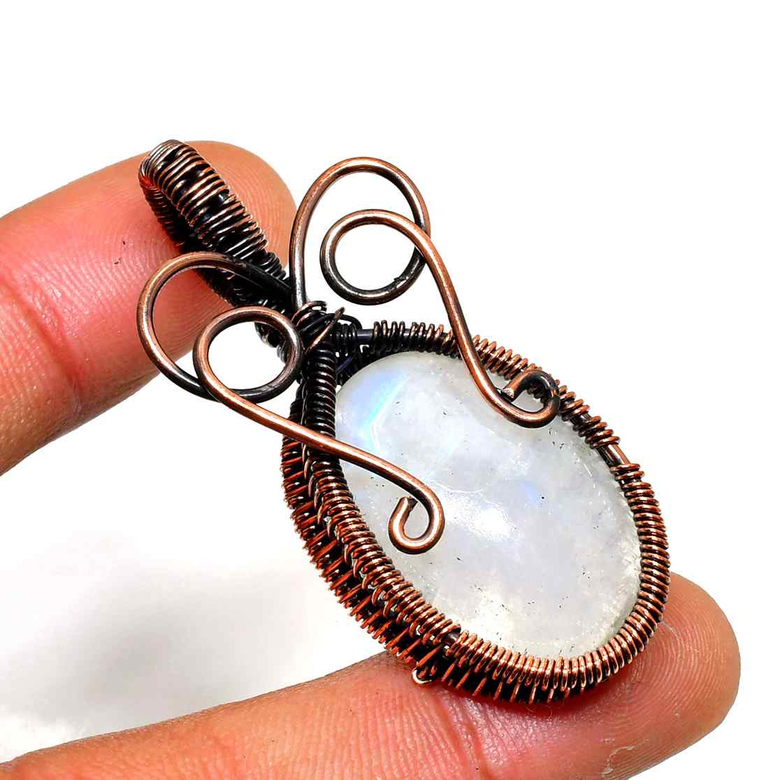 Lunar Serenity – Moonstone Copper Pendant