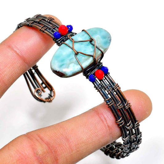 Ocean Whisper – Larimar Copper Bracelet