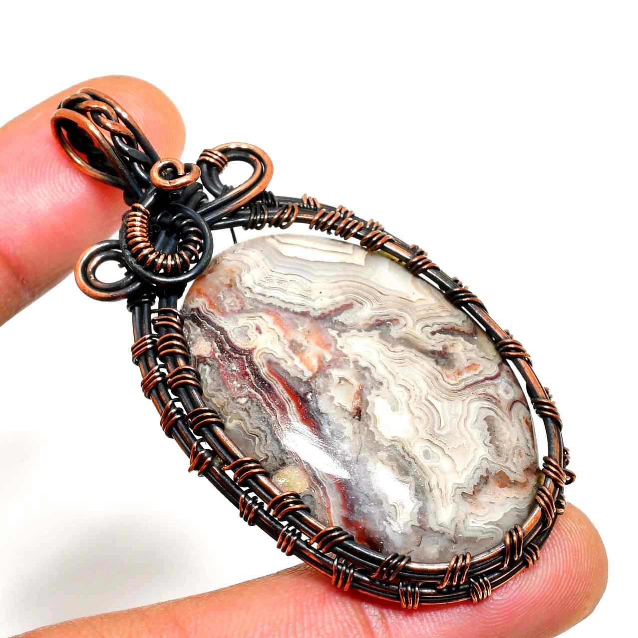 Gaia’s Harmony – Oxidized Copper Agate Pendant
