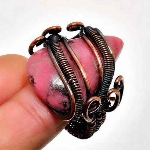 Amara’s Harmony – Rhodonite Copper Ring