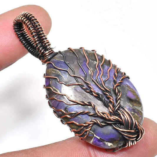 Luna’s Tree – Amethyst Copper Pendant