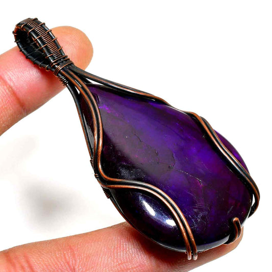 Ezra’s Veil – Amethyst & Copper Wire Pendant