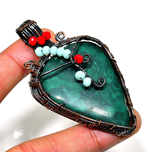 Emerald Harmony – Malachite & Copper Pendant