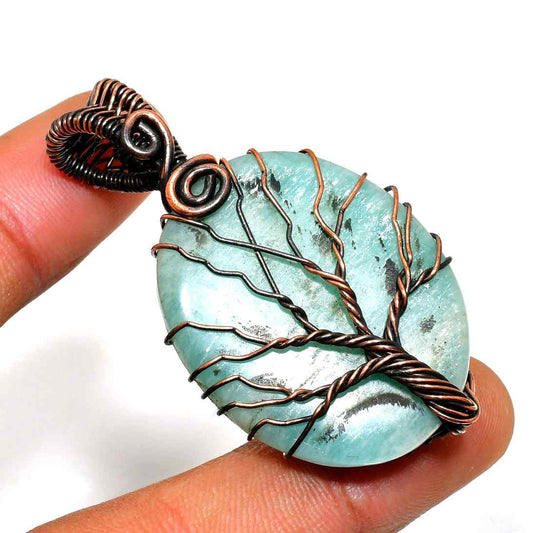 Gaia’s Embrace – Amazonite Copper Pendant