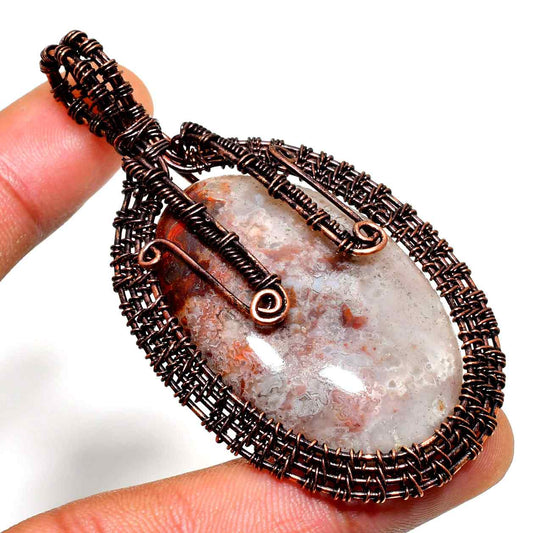Ezra’s Veil – Grounding Agate Copper Pendant