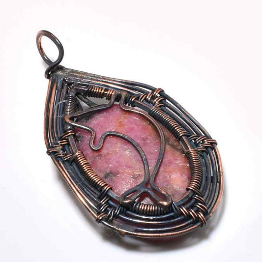 Celeste’s Embrace – Rhodonite Copper Pendant