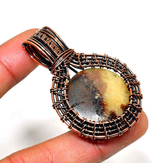 Gaia’s Embrace – Copper-Wrapped Gemstone Pendant