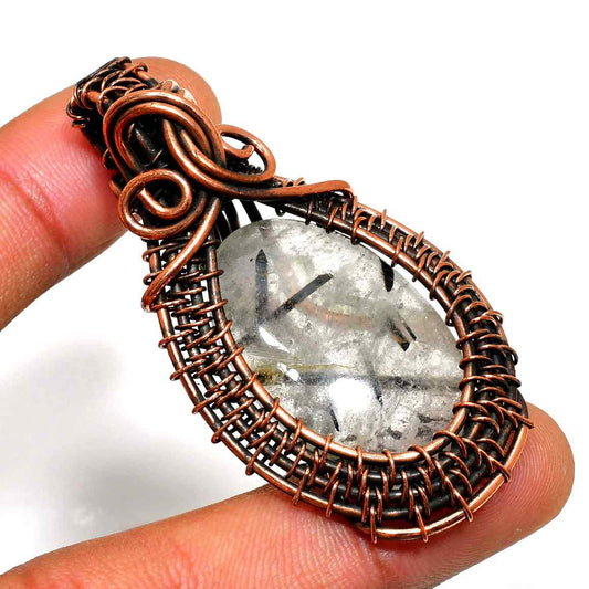 Gaia’s Clarity – Quartz & Copper Pendant