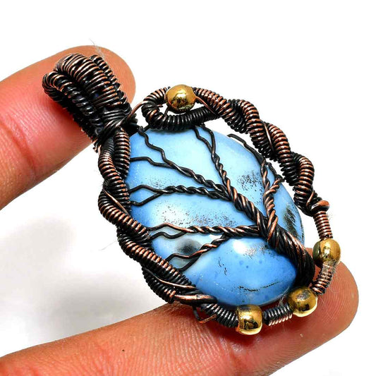 Cosmic Calm – Blue Agate Copper Pendant