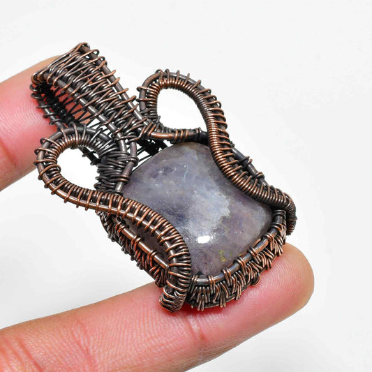 Ezra’s Veil – Amethyst & Oxidized Copper Pendant