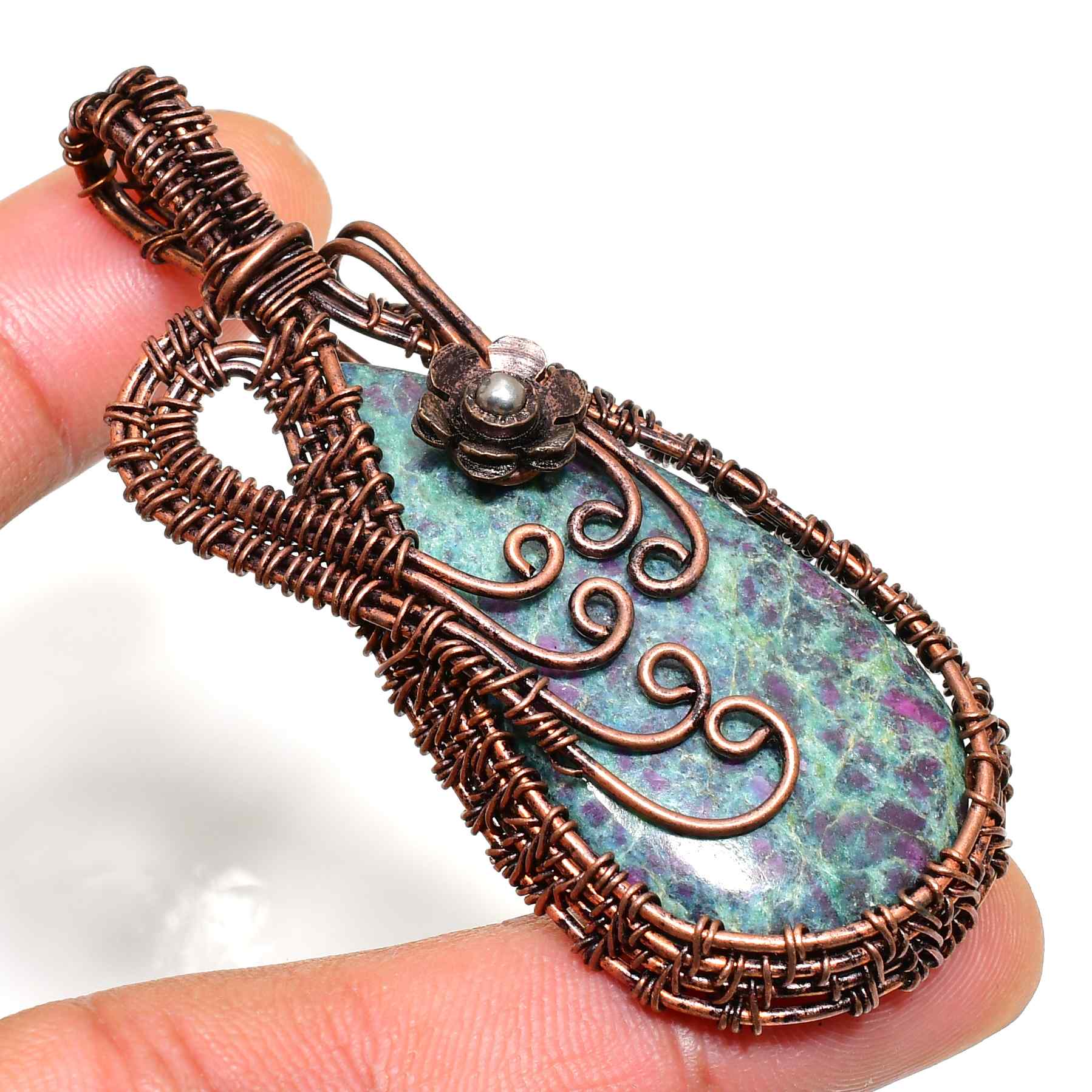 Aura’s Embrace – Copper-Wrapped Natural Stone Pendant