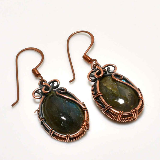 Celestial Dance – Labradorite & Oxidized Copper Earrings