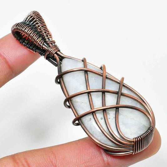 Driftwood Harmony – White Stone & Copper Pendant