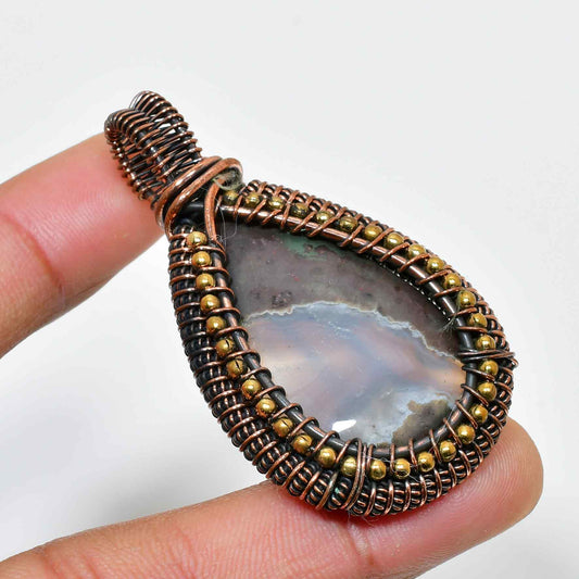 Earthen Balance – Agate Copper Pendant
