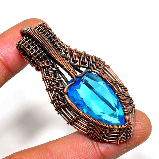 Celestial Muse – Oxidized Copper & Blue Quartz Pendant