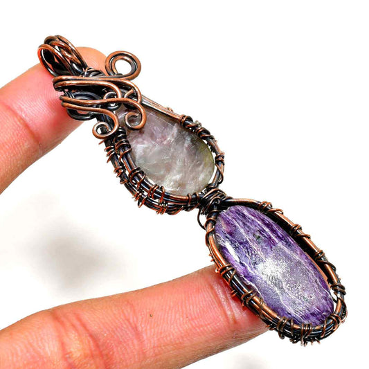 Ezra’s Veil – Amethyst & Oxidized Copper Pendant