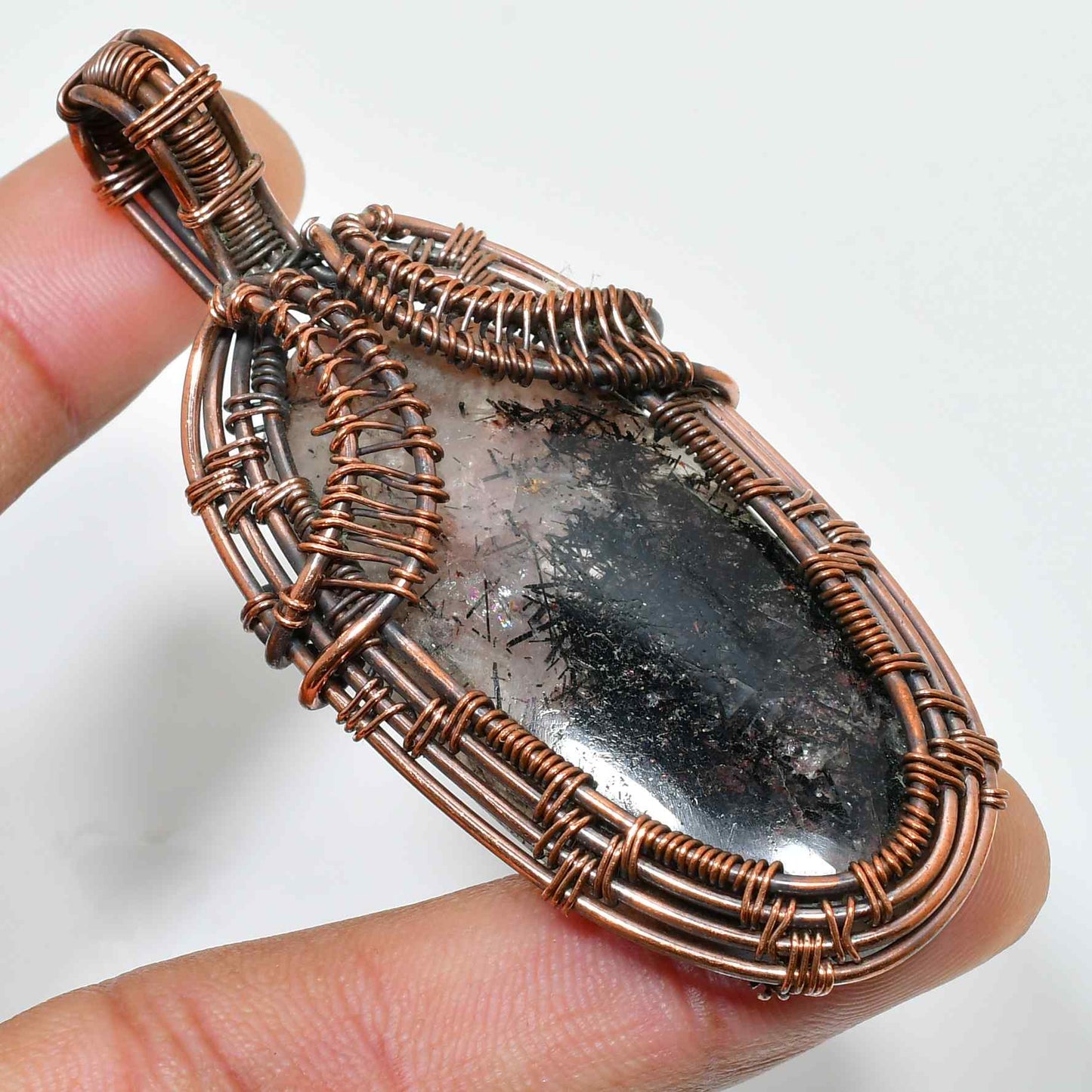 Celestial Harmony – Amethyst Copper Wire Pendant
