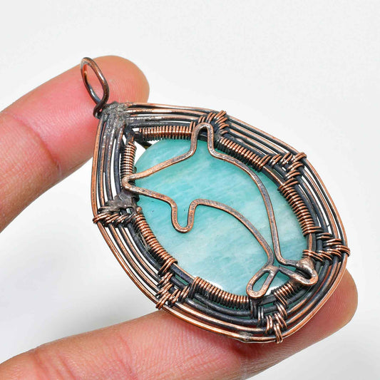 Ocean’s Embrace – Amazonite Copper Pendant
