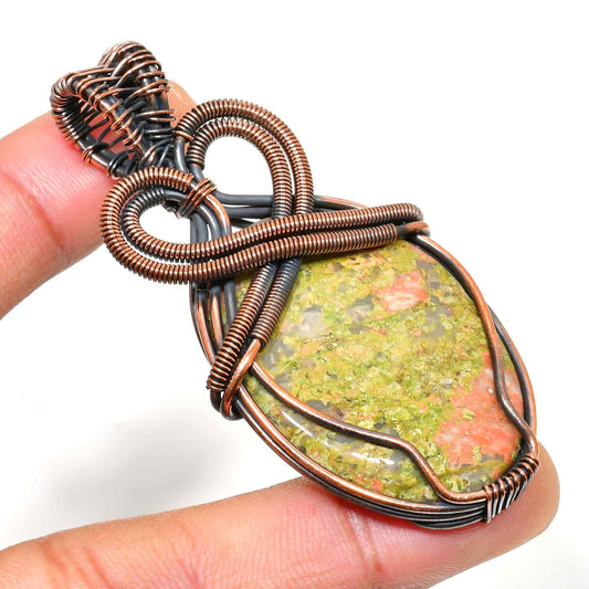 Terra’s Harmony – Oxidized Copper Gemstone Pendant