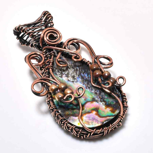 Ocean’s Embrace – Abalone Shell & Oxidized Copper Pendant