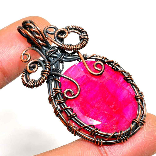 Ember’s Embrace – Ruby Copper Pendant