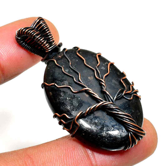 Earth’s Embrace – Black Tourmaline Copper Pendant