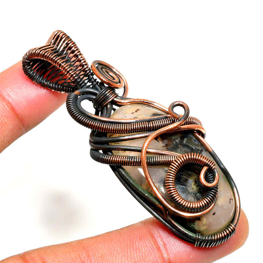 Gaia’s Embrace – Copper-Wrapped Stone Pendant