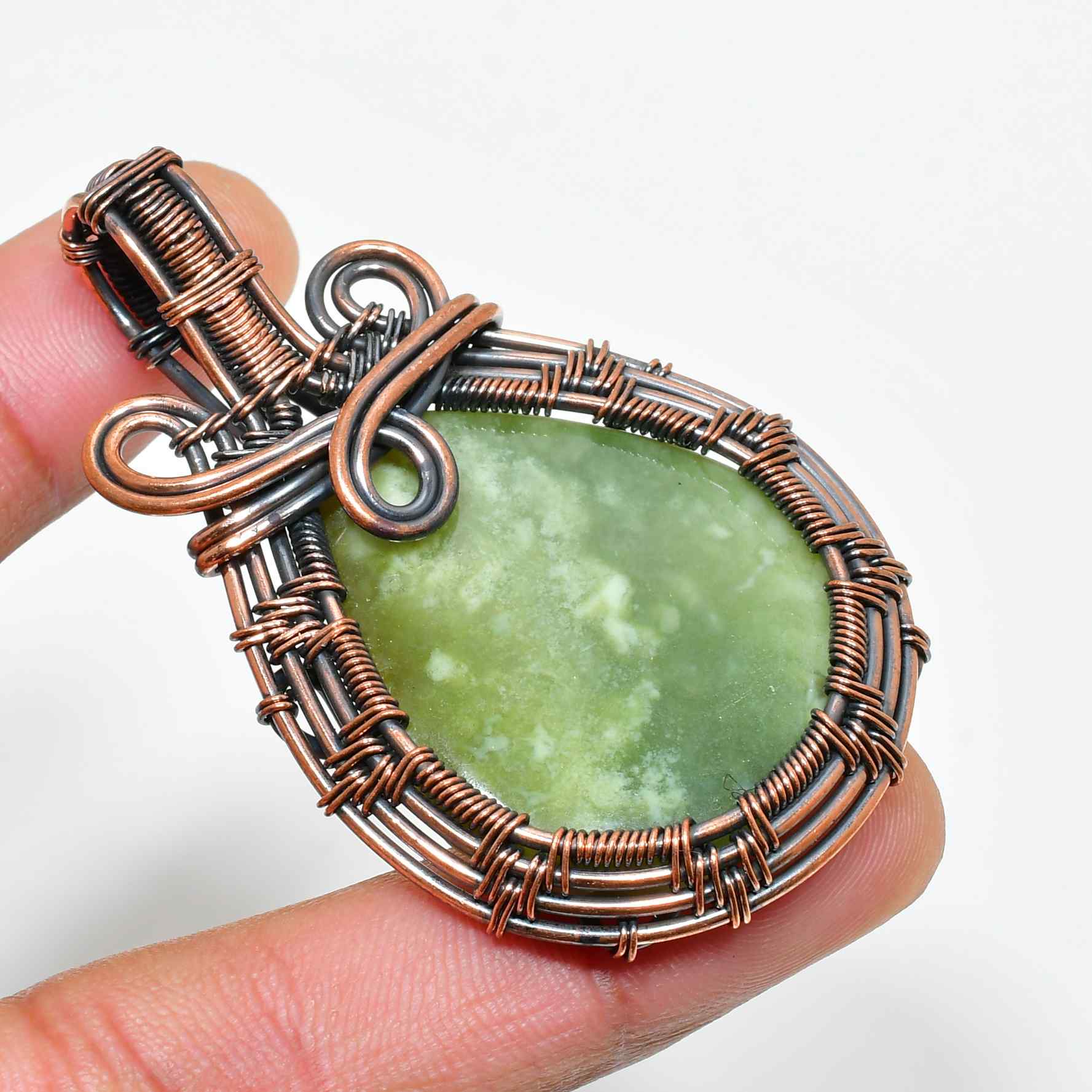 Ezra’s Veil – Jade & Copper Serenity Pendant