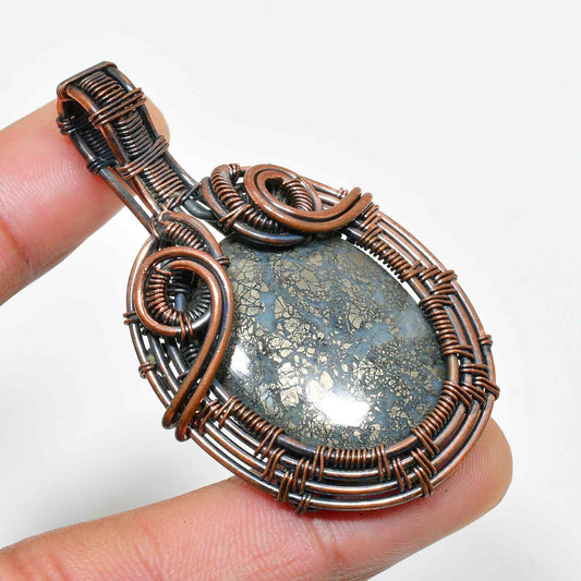 Gaia’s Embrace – Oxidized Copper Gemstone Pendant