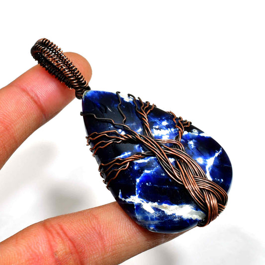 Celestial Tree – Lapis Lazuli & Oxidized Copper Pendant