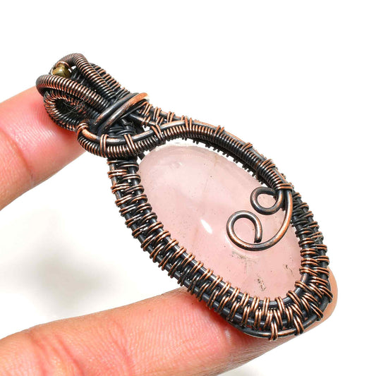 Serenity’s Bloom – Rose Quartz Copper Pendant