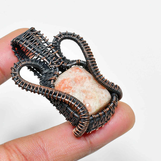 Gaia’s Embrace – Copper-Wrapped Stone Pendant