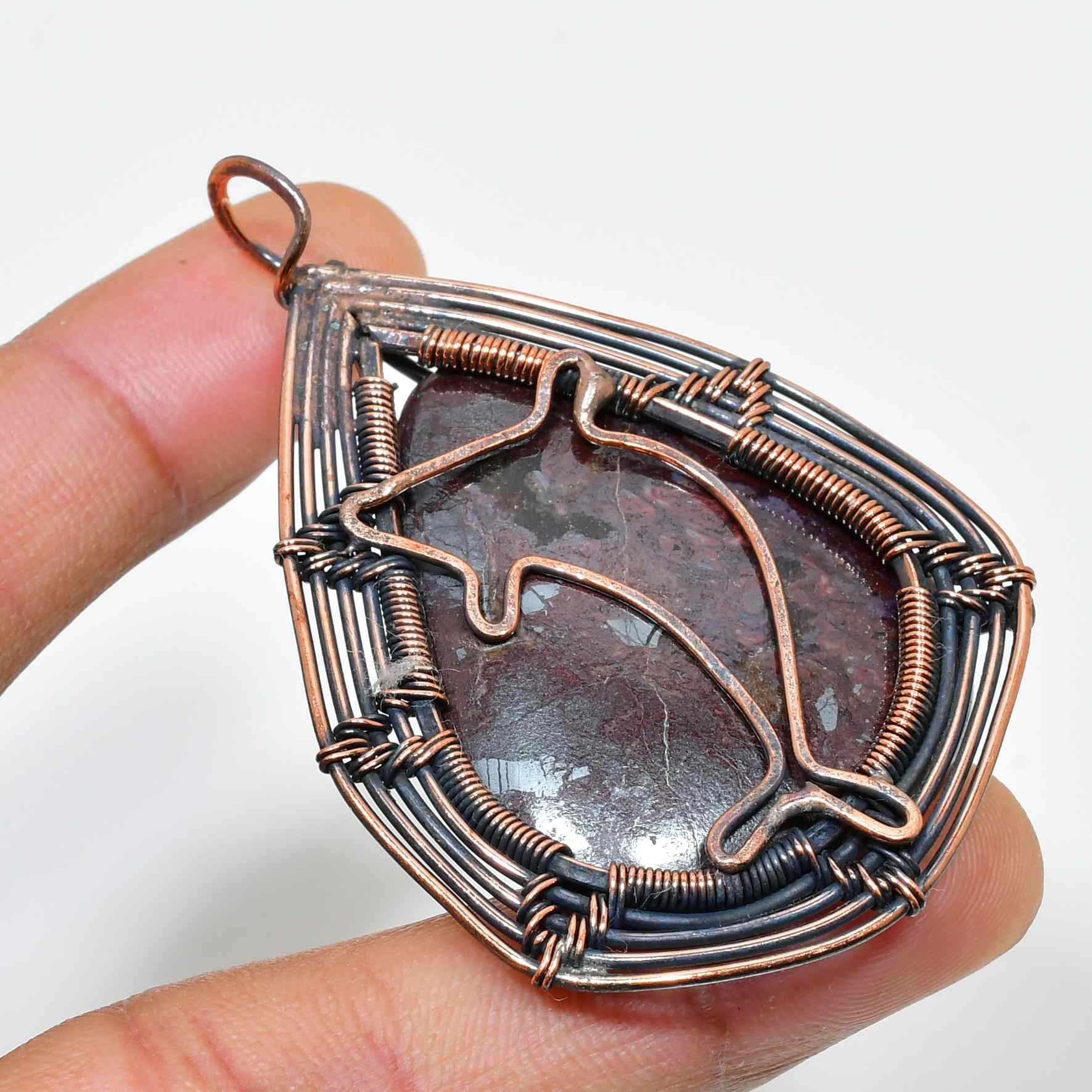 Ocean Whisper – Dolphin Copper & Natural Stone Pendant