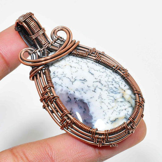 Cosmos Whisper – Dendritic Opal Copper Pendant